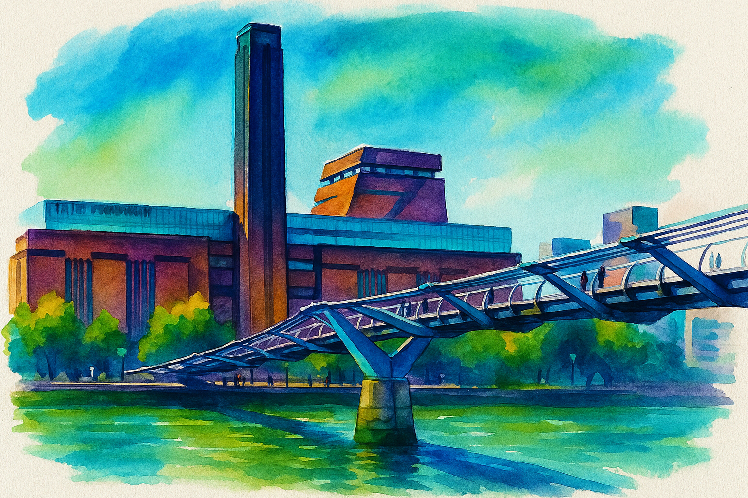 Tate Modern London - watercolor illustration